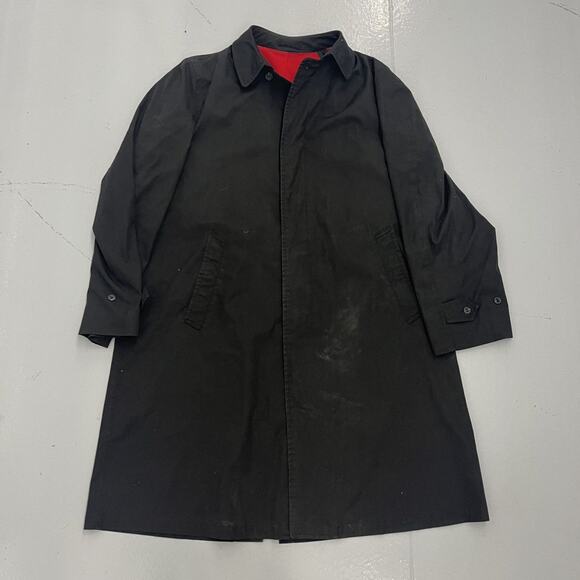 Vintage 80s London Fog Black Lined Long Overcoat - Picture 1 of 5